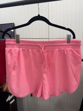 Zyia Active Pink Athletic Drawstring Shorts with Under Shorts for Women